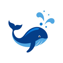 whale spraying water vector art illustration