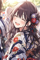 着物を着た女性のイラスト