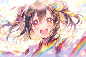 着物を着た女性のイラスト
