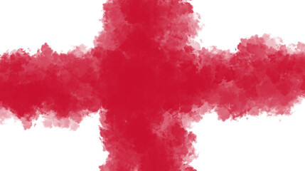Abstract Red Cross in Watercolor Effect.
