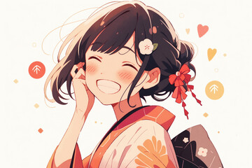 着物を着た女性のイラスト