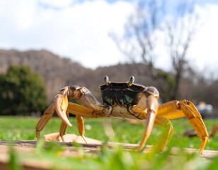 Fototapeta premium Crab on grassy field