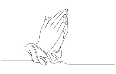 prayer hands continuous line art drawing.1