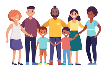 Fototapeta premium Diverse group of friends holding hands and smiling together in a cheerful community setting