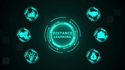 Distance education remote learning e-learning. futuristic holographic advanced HUD circle platform Business, Technology concept. Business, technology, internet and network concept. Digital technology  - Powered by Adobe