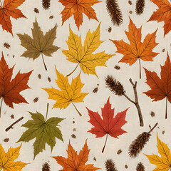 Obraz premium Happy Autumn Seamless Pattern