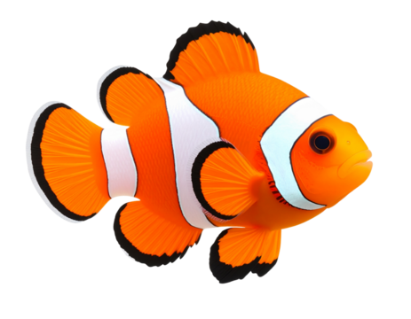 clown fish, isolated on transparent background, png  