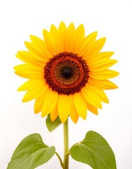Obraz premium Single sunflower against white