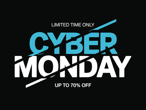 Cyber Monday sale with up to 70% off, limited time offer.