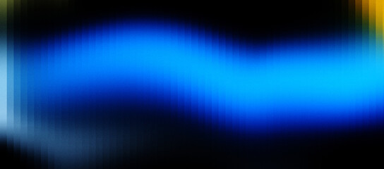 Black yellow and blue gradient background with grainy noise texture, glossy metallic surface creating abstract depth