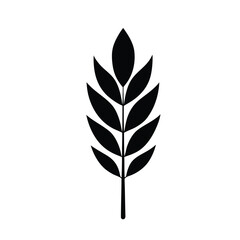 set of black leaf silhouettes isolated on white background