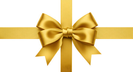 Golden cross ribbon bow isolated