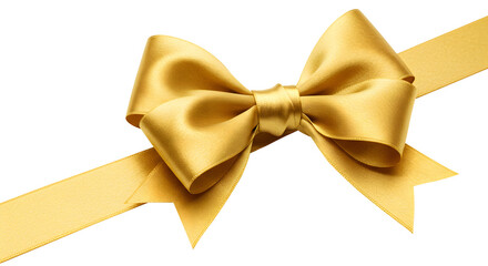 Golden diagonal ribbon bow isolated