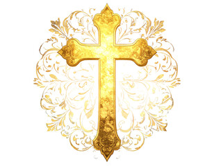 Elegant gold cross png dynamic sacred symbol png artistic classic religious design