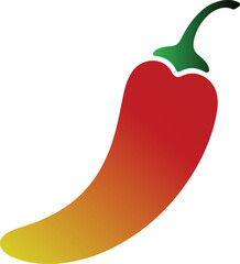 Red and Yellow Gradient Chili Pepper Icon with Green Stem on White Background red chili hot pepper