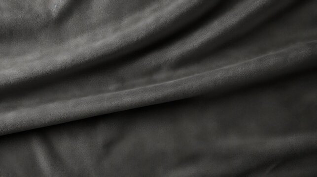 Charcoal Gray Velvet Smooth Texture Subtle Pattern Soft Wrinkled Fabric Cloth Beautiful Gradient Shades Illustration Template Background Copy Space Theme Collection 16:9