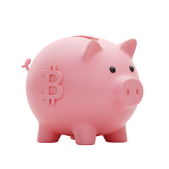 Obraz premium Bitcoin Piggy Bank, isolated on transparent background