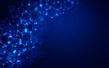 Fototapeta premium Abstract Blue Hexagonal Pattern with Digital Connections