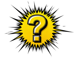 High-Contrast Question Mark in a Retro Comic Explosion