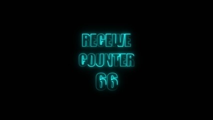 Receive counter Icon 66 number neon bright cyan color 4k illustration. Contact office background 4k illustration.