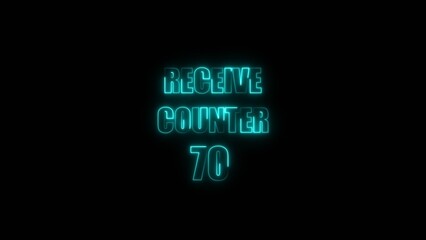 Receive counter Icon 70 number neon bright cyan color 4k illustration. Contact office background 4k illustration.