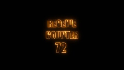 Receive counter Icon 72 number neon bright orange color 4k illustration. Contact office background 4k illustration.	
