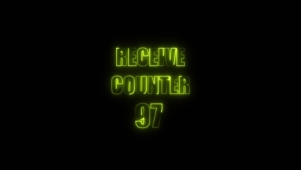 Receive counter Icon 97 number neon bright lime green color 4k illustration. Contact office background 4k illustration.	