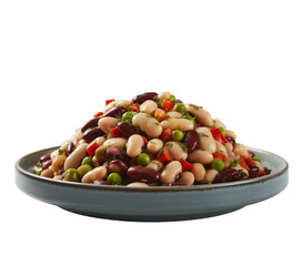 Bowl of mixed beans and vegetables isolated on transparent background