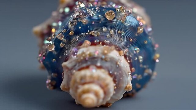Decorated seashell close up