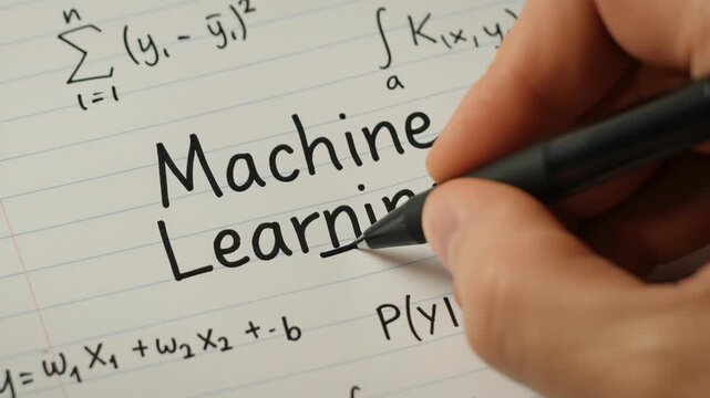 Machine Learning Notebook Equations and Formulas Highlighting Technologys Role in Education and Data Analysis Importance