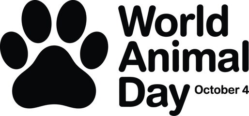 Celebrate World Animal Day with a paw print symbol and bold text