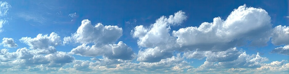 Obraz premium Vast blue sky filled with fluffy white cumulus clouds