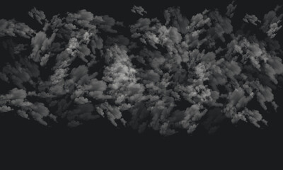 A dense formation of dark gray and white smoke filling the frame against a black background