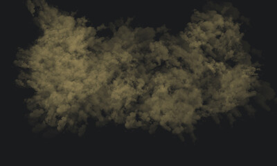 An abstract image featuring a large irregular olive green shape against a black background space