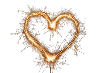 Heart-shaped sparkler against black background