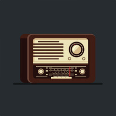 Fototapeta premium Illustrated vintage radio with a red tuning pointer against a dark neutral gray background