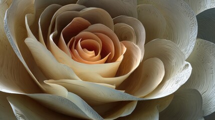 Close-up of a light beige, layered rose