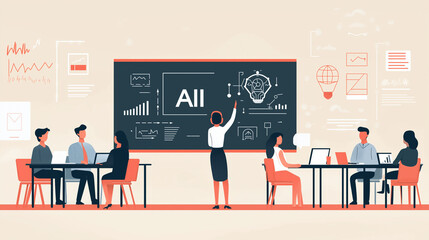 Artificial Intelligence Training Class with Teacher and Students