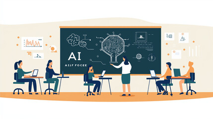 Artificial Intelligence Training Class with Teacher and Students