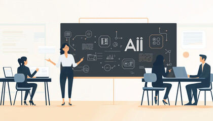 Artificial Intelligence Training Class with Teacher and Students