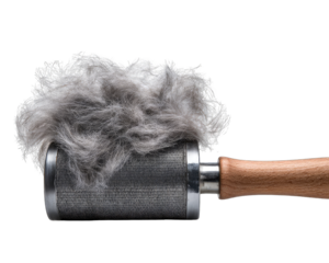 Gray fuzzy material on metal cylinder tool