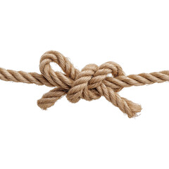 Natural jute rope bow knot tied knot hemp cord rustic texture isolated background
