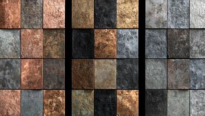 Fototapeta premium Metallic Square Tiles Texture Background