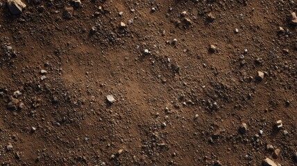 Rugged earthy terrain with rock scatter. AI image