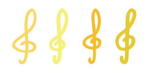 Fototapeta premium Set of treble clef doodle. Hand drawn musical symbol. Single element for print, web, design, decor, logo