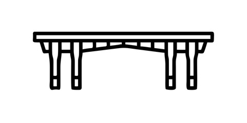 Fototapeta premium Minimalist wooden bridge icon with support beams 