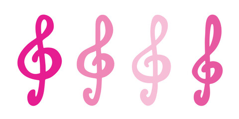 Fototapeta premium Set of treble clef doodle. Hand drawn musical symbol. Single element for print, web, design, decor, logo