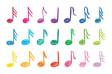 Set of musical note doodle. Hand drawn musical symbol. Single element for print, web, design, decor, logo