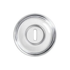 White, circular, keyhole-shaped object