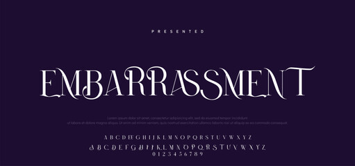 Premium luxury elegant alphabet letters and numbers. Vintage wedding typography classic serif font decorative vintage retro. creative vector illustration © Mark